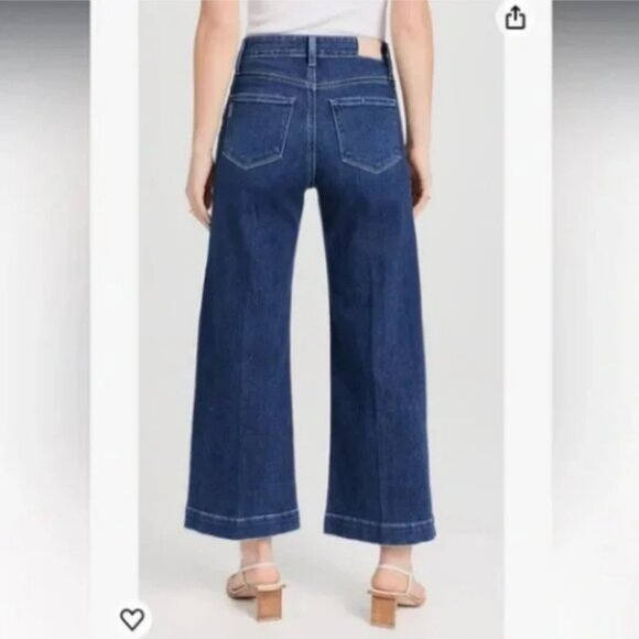 PAIGE Anessa High Waisted Wide Leg Crop in Foreign Film Wash Jeans Size 27 - Picture 2 of 13
